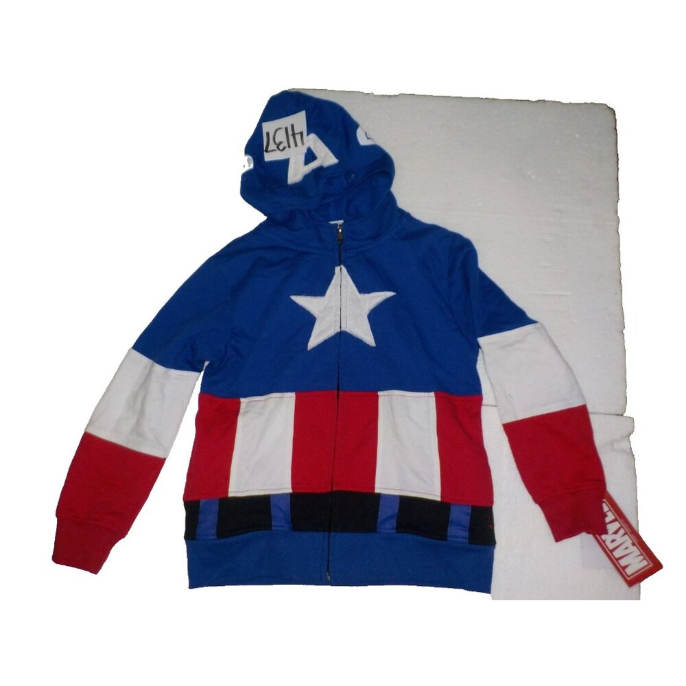 NWT Marvel Captain America Costume Hoodie Sweatshirt Jacket Youth Kids Size XS